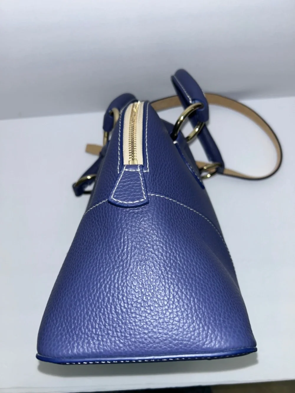 Dooney & Bourke Lucca Pebble Leather Satchel with Crossbody Strap Marine Blue